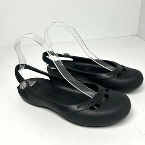 Crocs Jayna Ballet Flat Slingback Slip-on Shoes Flower Accent Size 7 Womens